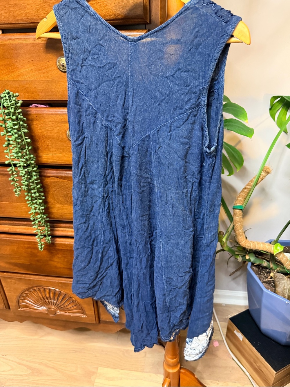 India Boutique Plus Size Sleeveless Embroidered Tank Dress with Embroidered Hem - Picture 6 of 6